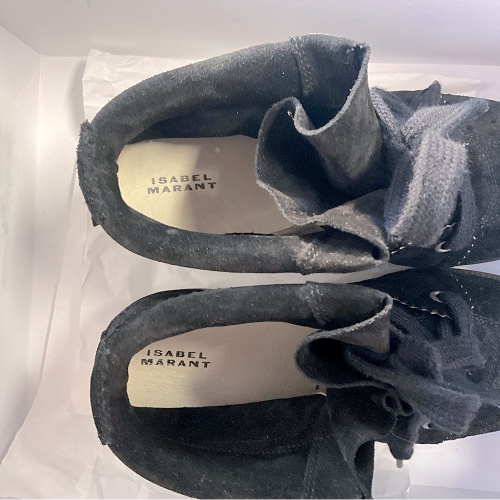 Isabel Marant Bobby Black Suede Leather Sneakers - Picture 5 of 14